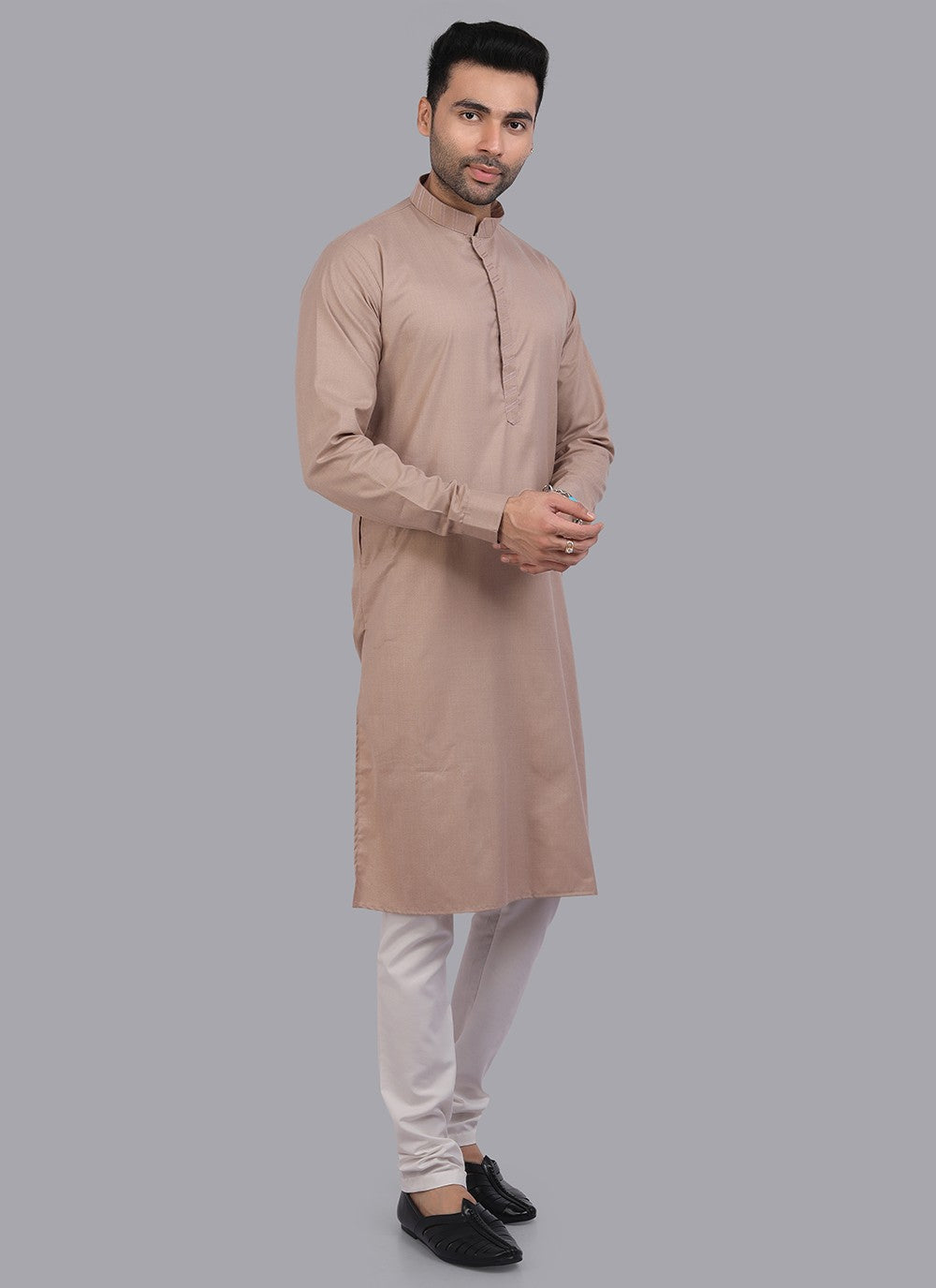 Plain Art Silk Brown Kurta Pyjama - M6730