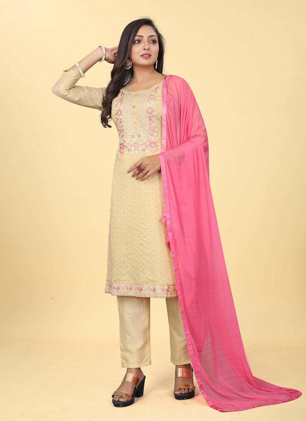 Chanderi Silk Pant Style Suit - T2484