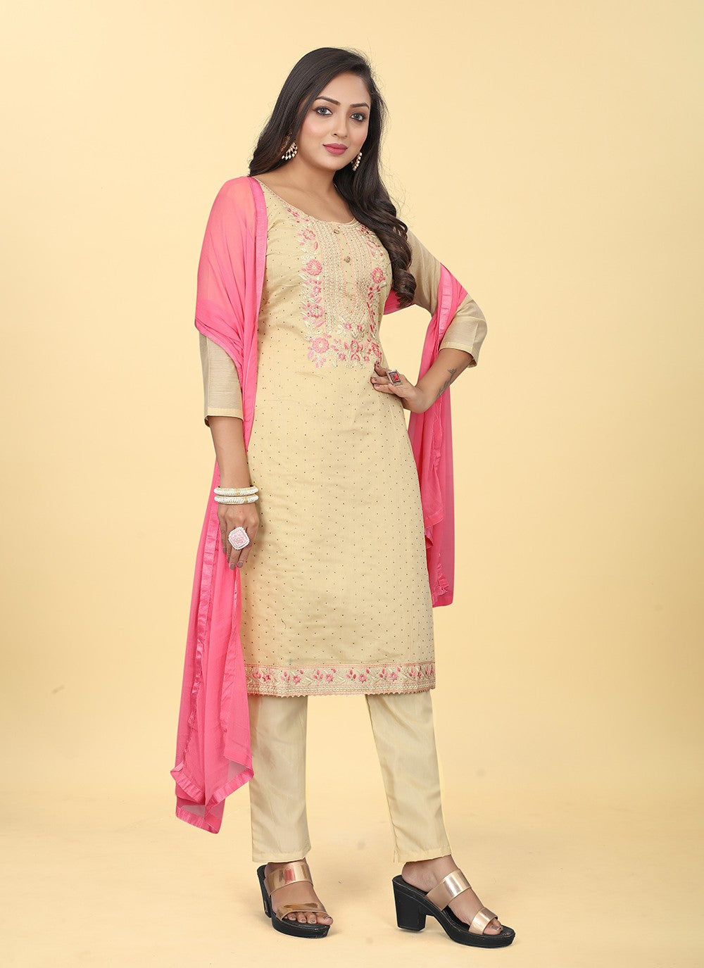 Chanderi Silk Pant Style Suit - T2484