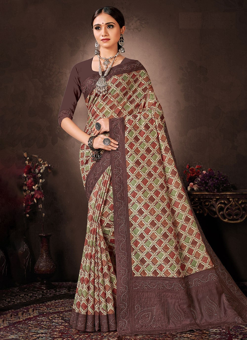 Classic Digital Print Chanderi Silk Saree - S4643