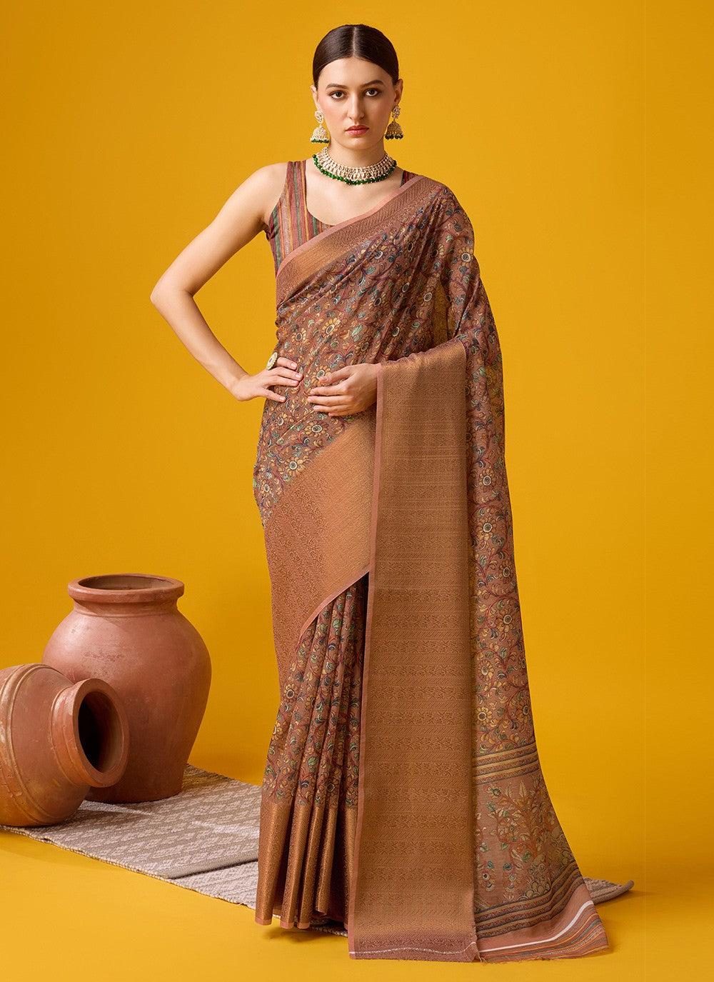 Classic Printed Cotton Saree - S6150