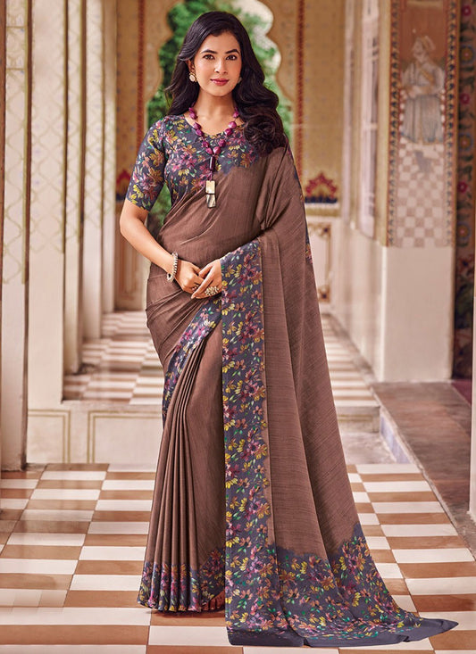 Classic Printed Chiffon Saree - S9058