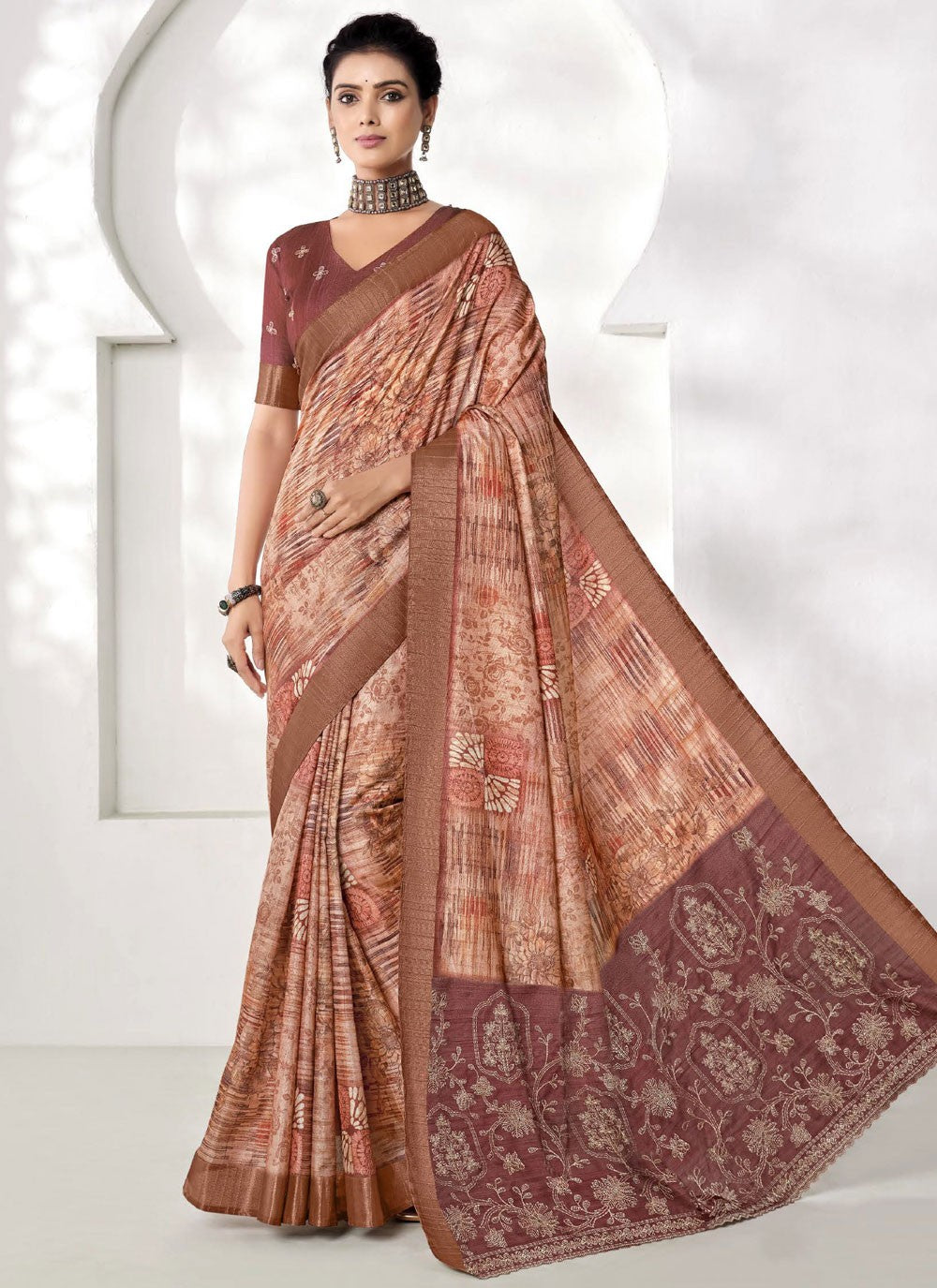 Classic Printed Art Silk Saree - S9203