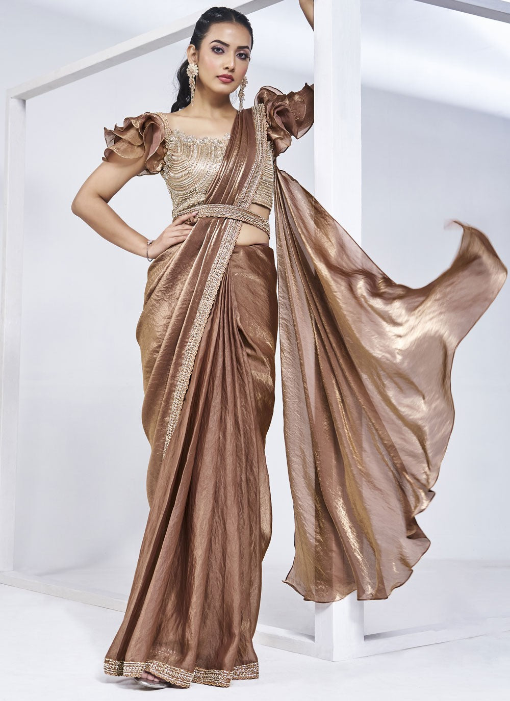 Designer Hand Embroidery Crepe Silk Saree - S9622