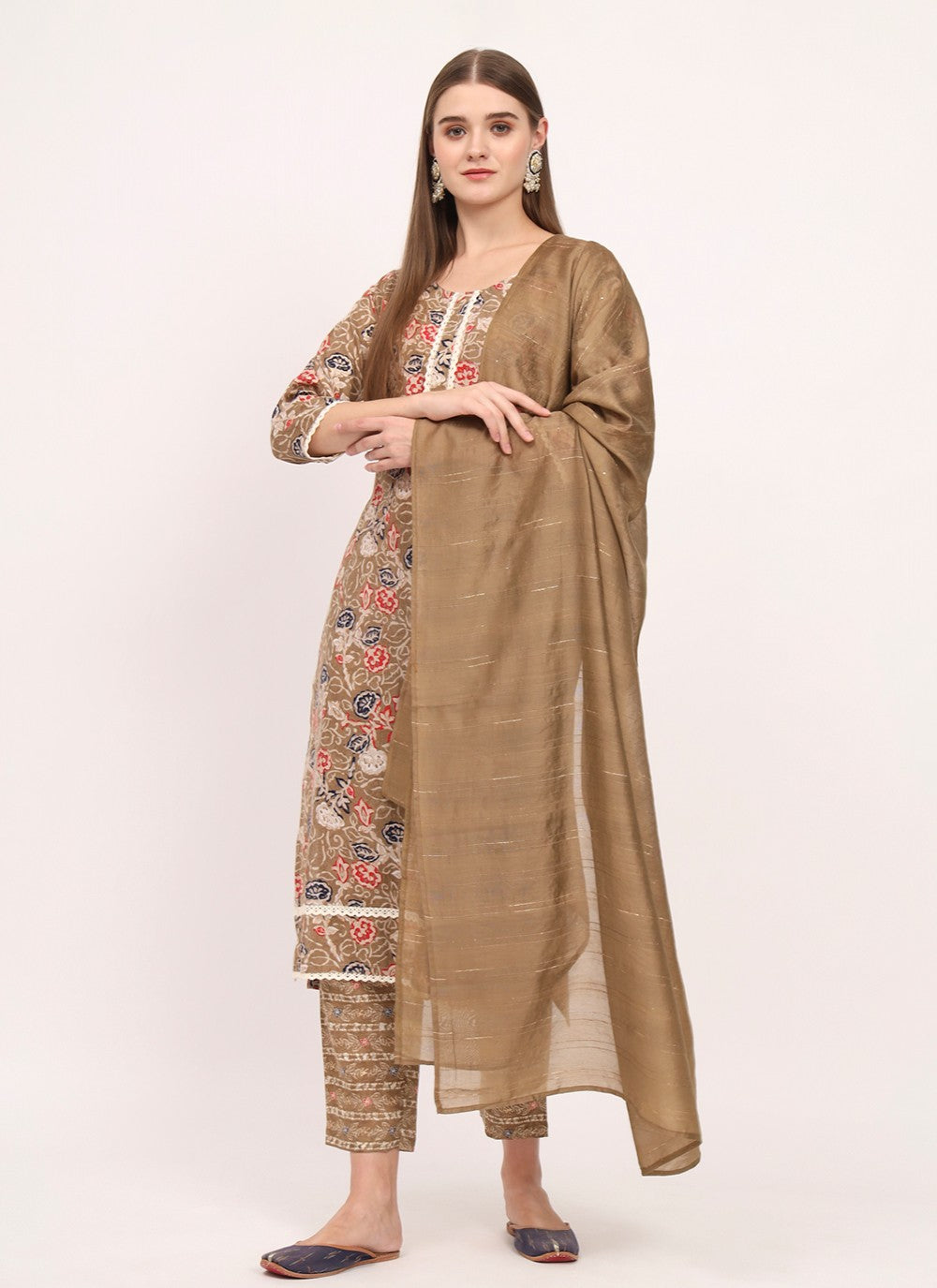 Printed Cotton Pant Style Suit - T4503