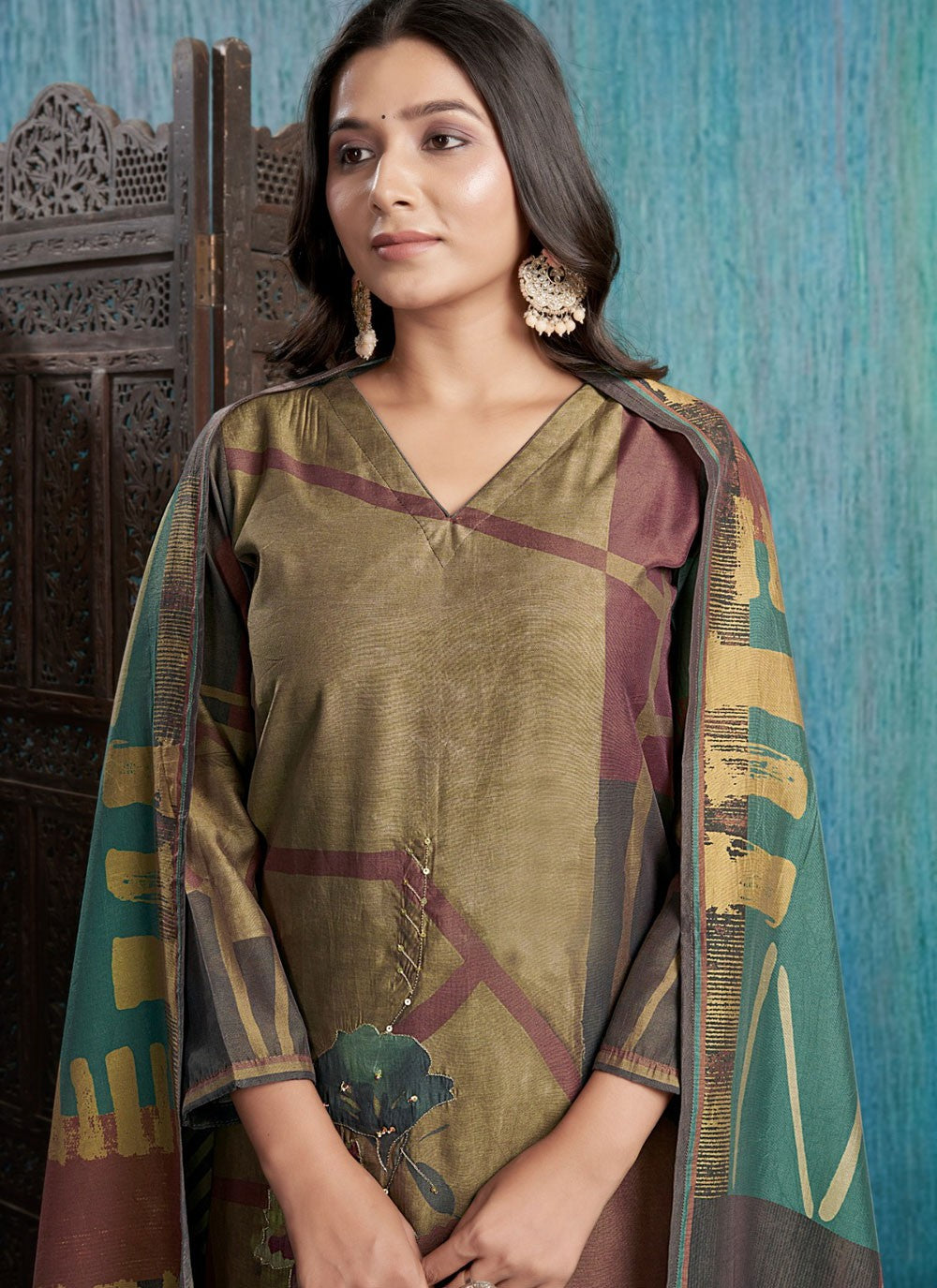 Silk, Viscose Salwar Suit - T3720