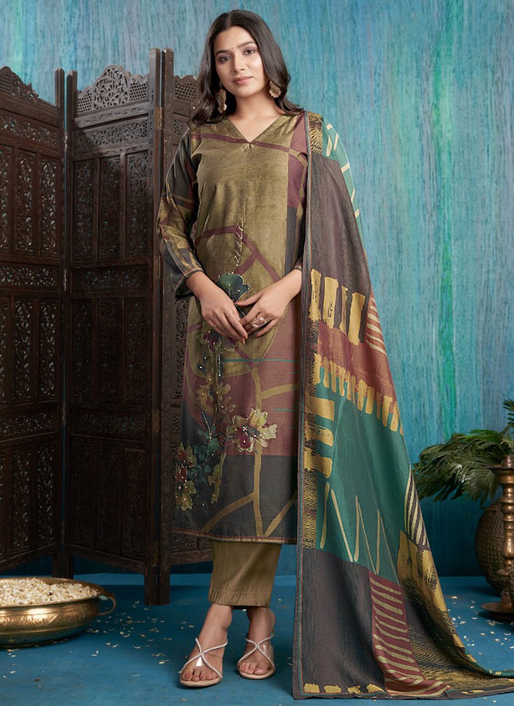 Silk, Viscose Salwar Suit - T3720