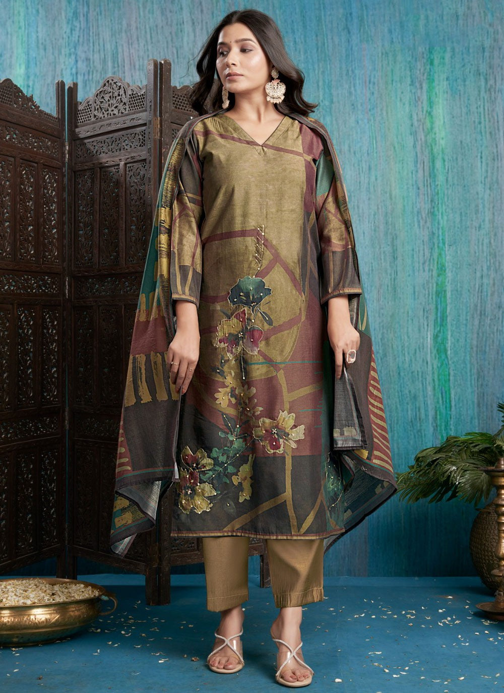 Silk, Viscose Salwar Suit - T3720