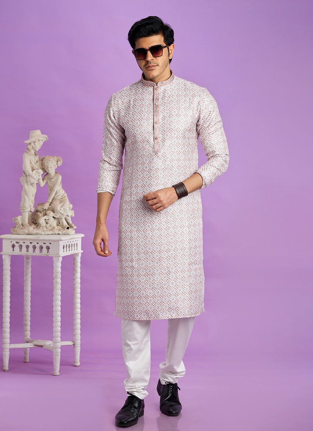 Digital Print Cotton Brown Kurta Pyjama - M6952