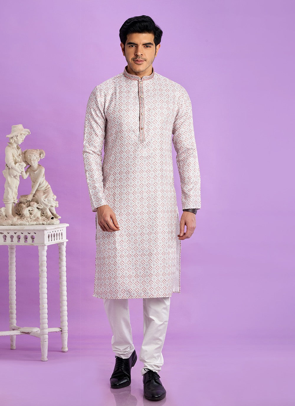 Digital Print Cotton Brown Kurta Pyjama - M6952