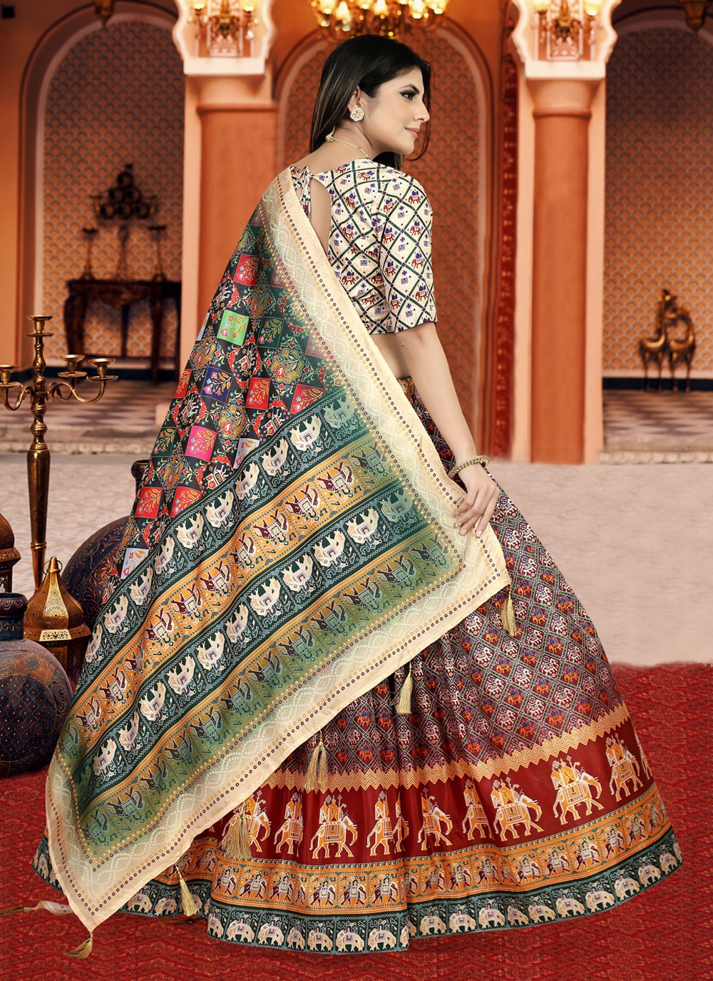 Digital Print Silk A - Line Lehenga - L1210