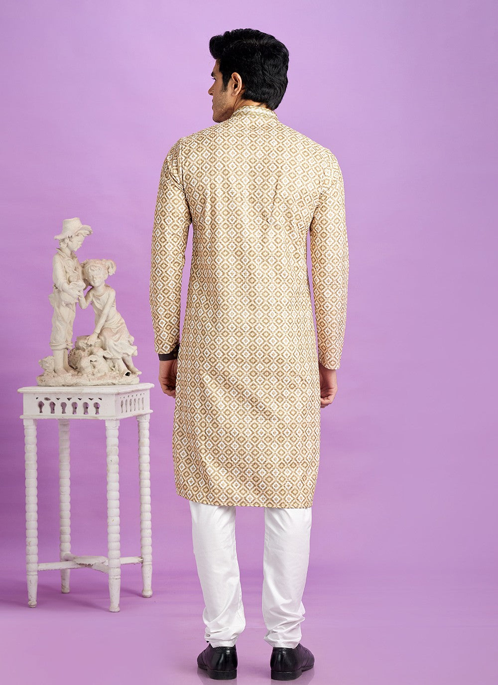 Digital Print Cotton Brown Kurta Pyjama - M6954