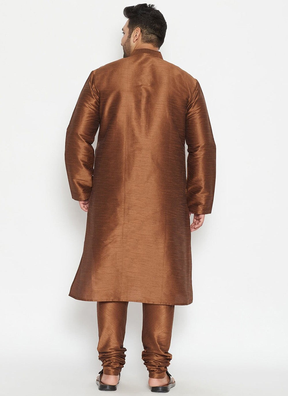 Plain Dupion Silk Brown Kurta Pyjama - M2621