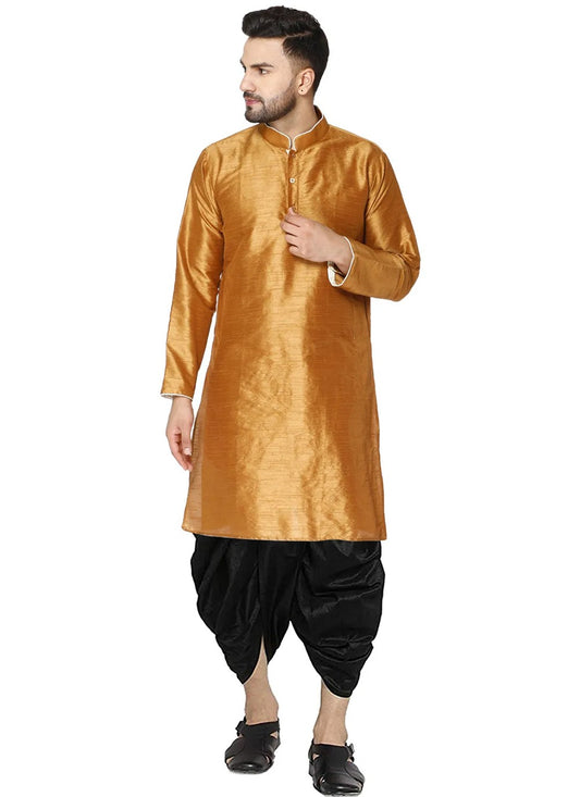 Plain Dupion Silk Brown Dhoti Kurta - M2817