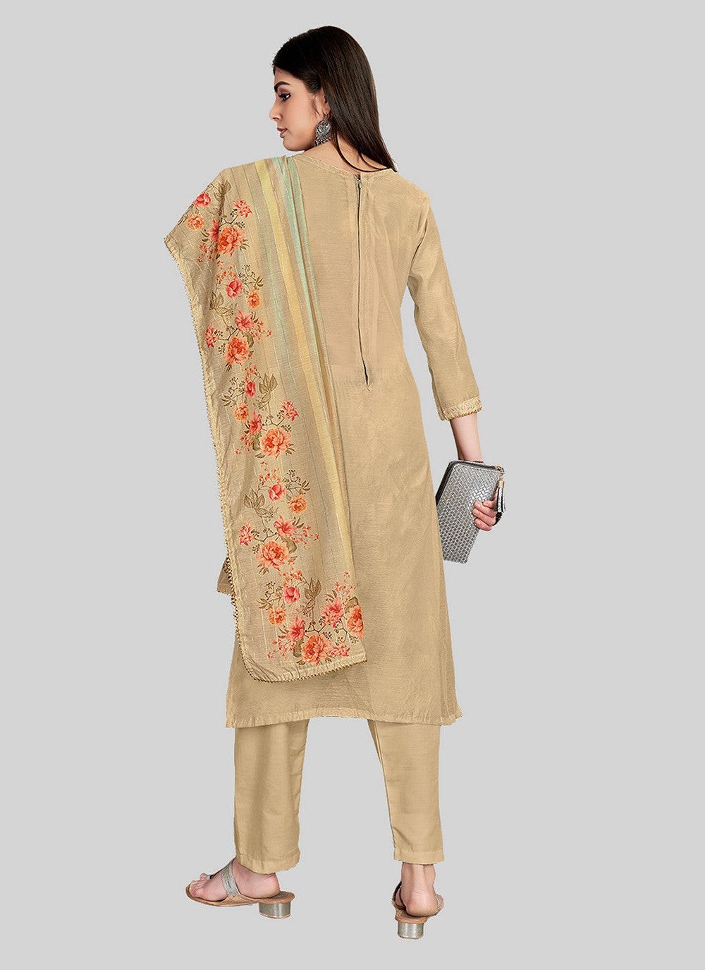 Chanderi Silk Pant Style Suit - T2512