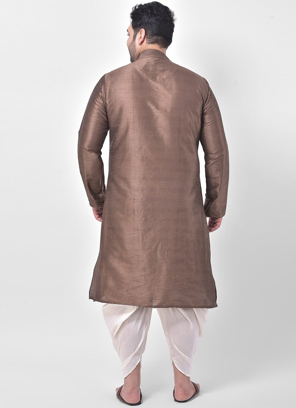 Plain Dupion Silk Brown Indo Western - M2651