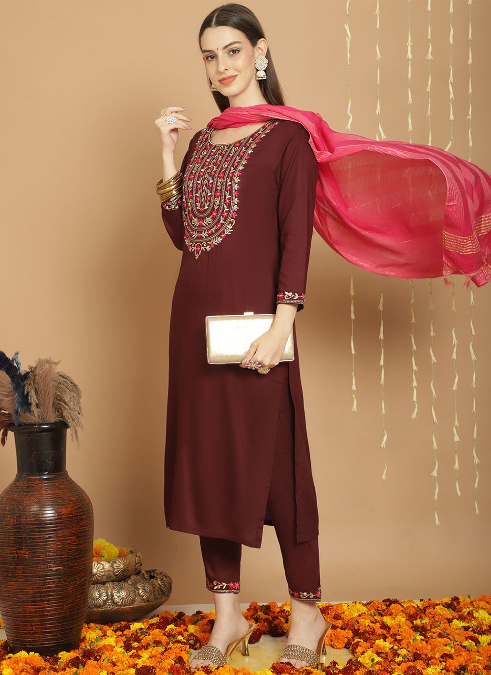 Chanderi Salwar Suit - T1781