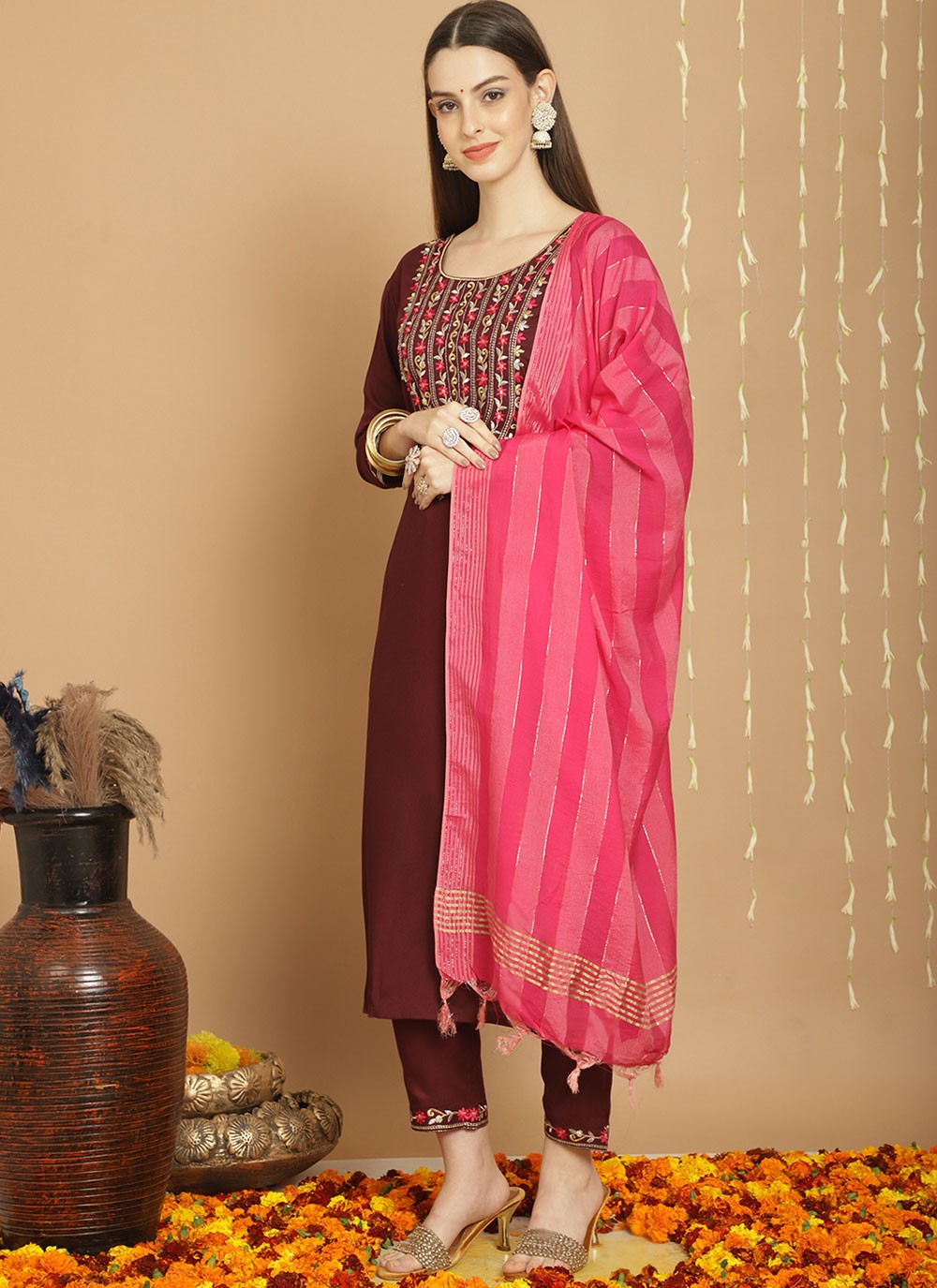 Chanderi Salwar Suit - T1781