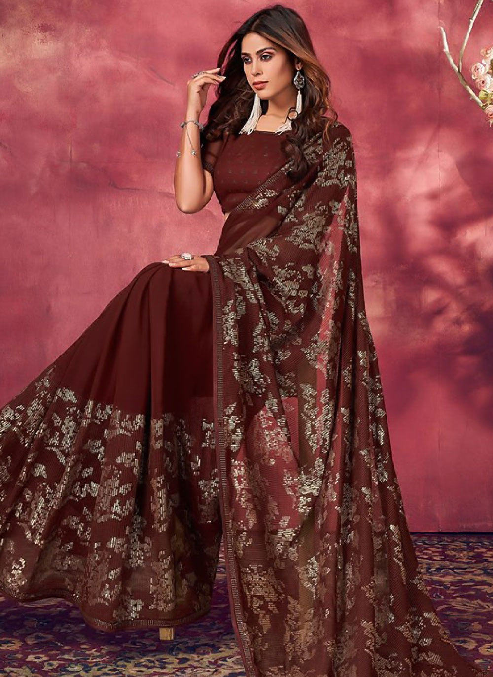 Classic Fancy Work Georgette Saree - S1844