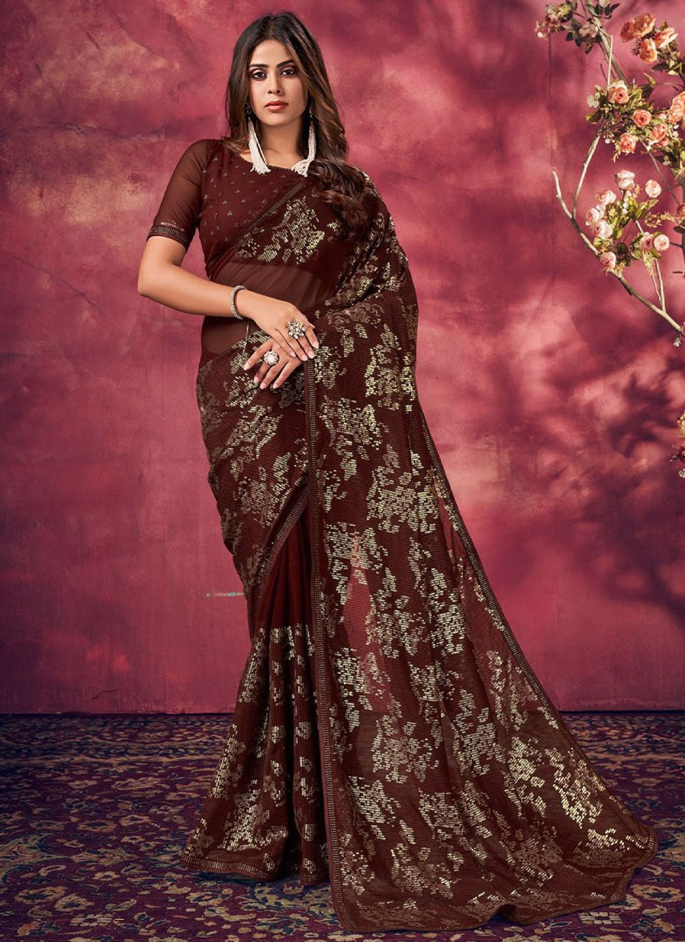 Classic Fancy Work Georgette Saree - S1844