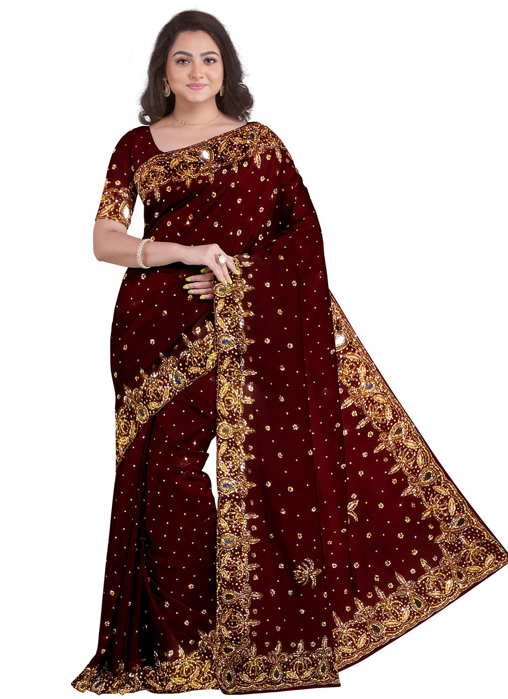 Classic Hand Embroidery Kanjivaram Silk Saree - S0803