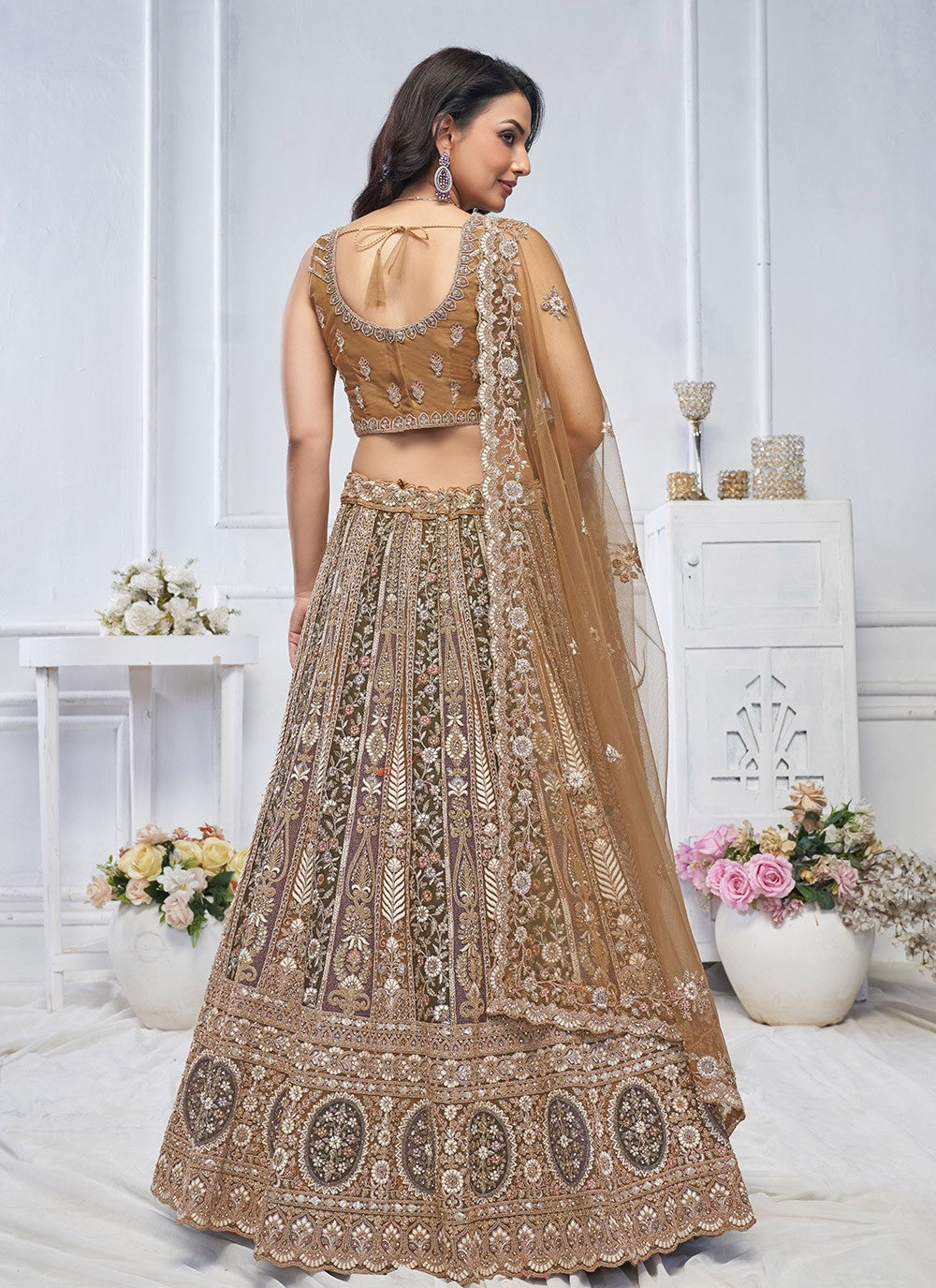 Embroidered Net A - Line Lehenga - L2762