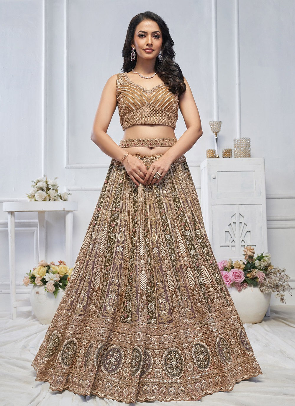 Embroidered Net A - Line Lehenga - L2762