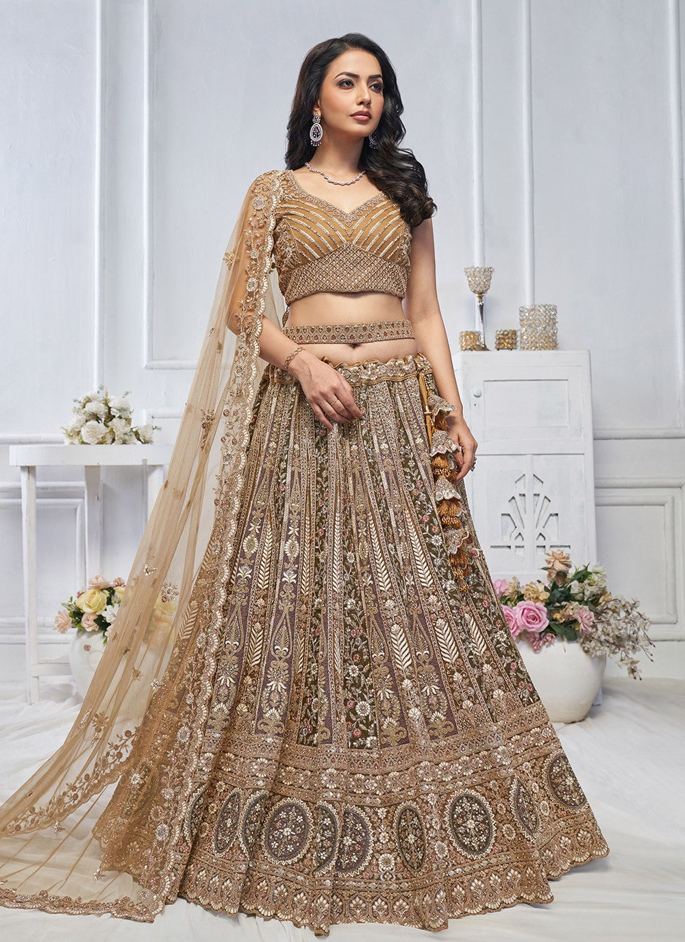 Embroidered Net A - Line Lehenga - L2762