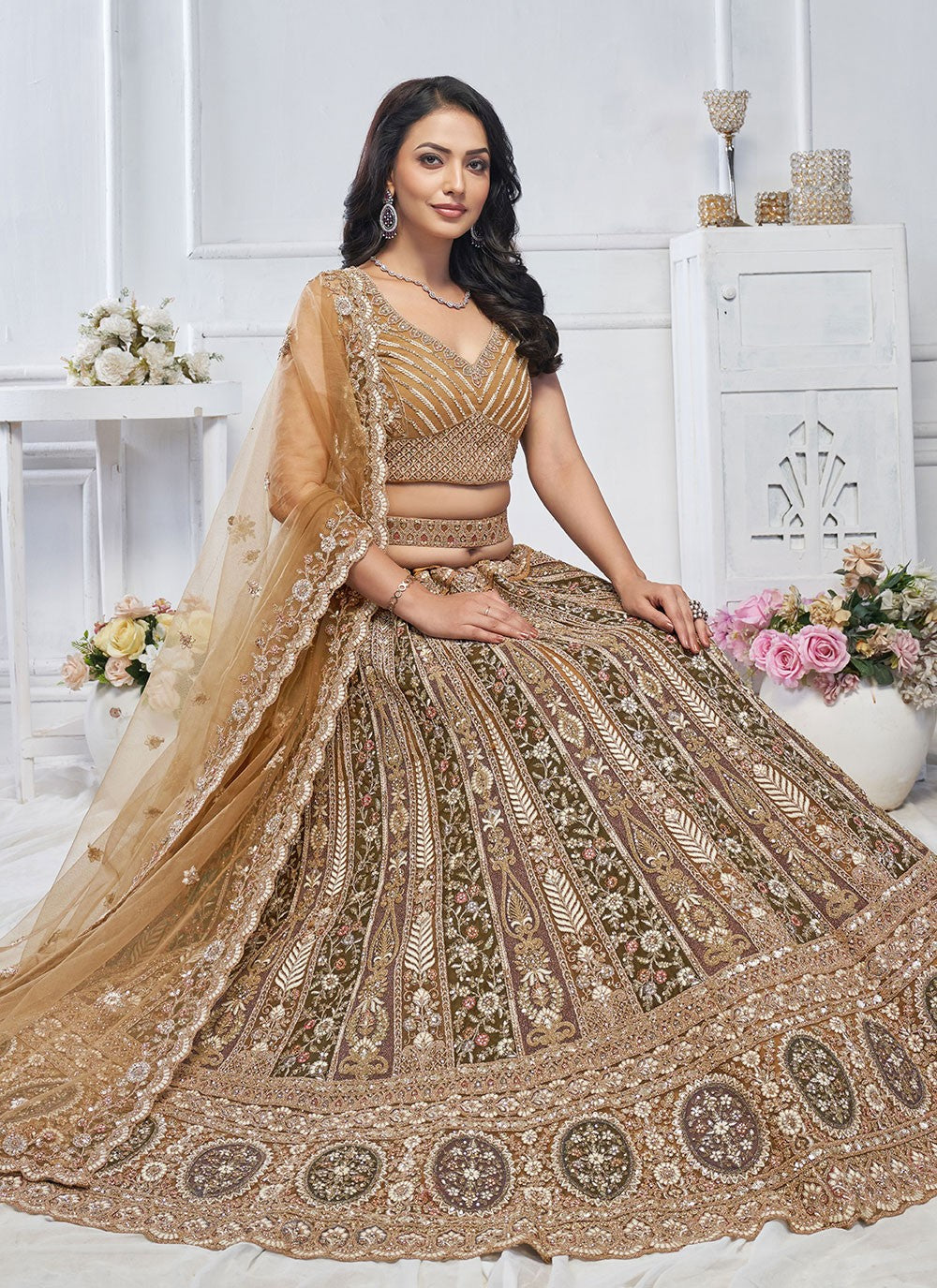 Embroidered Net A - Line Lehenga - L2762