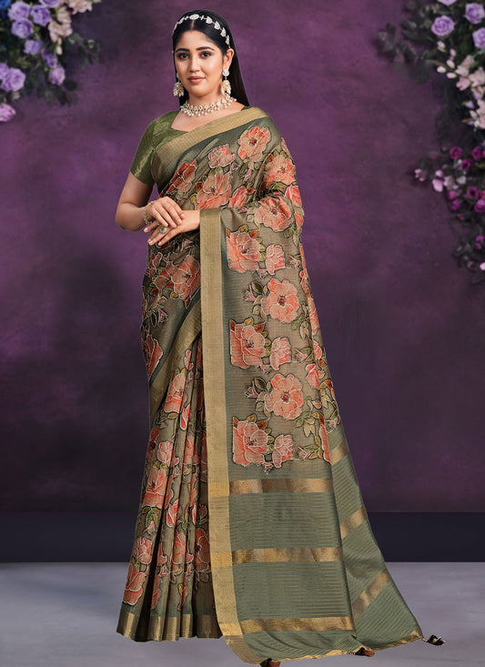 Classic Embroidered Tussar Silk Saree - S9296