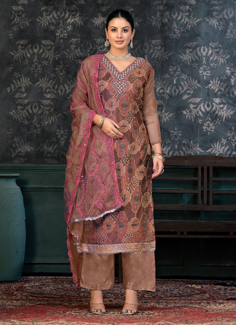 Organza Salwar Suit - T1384