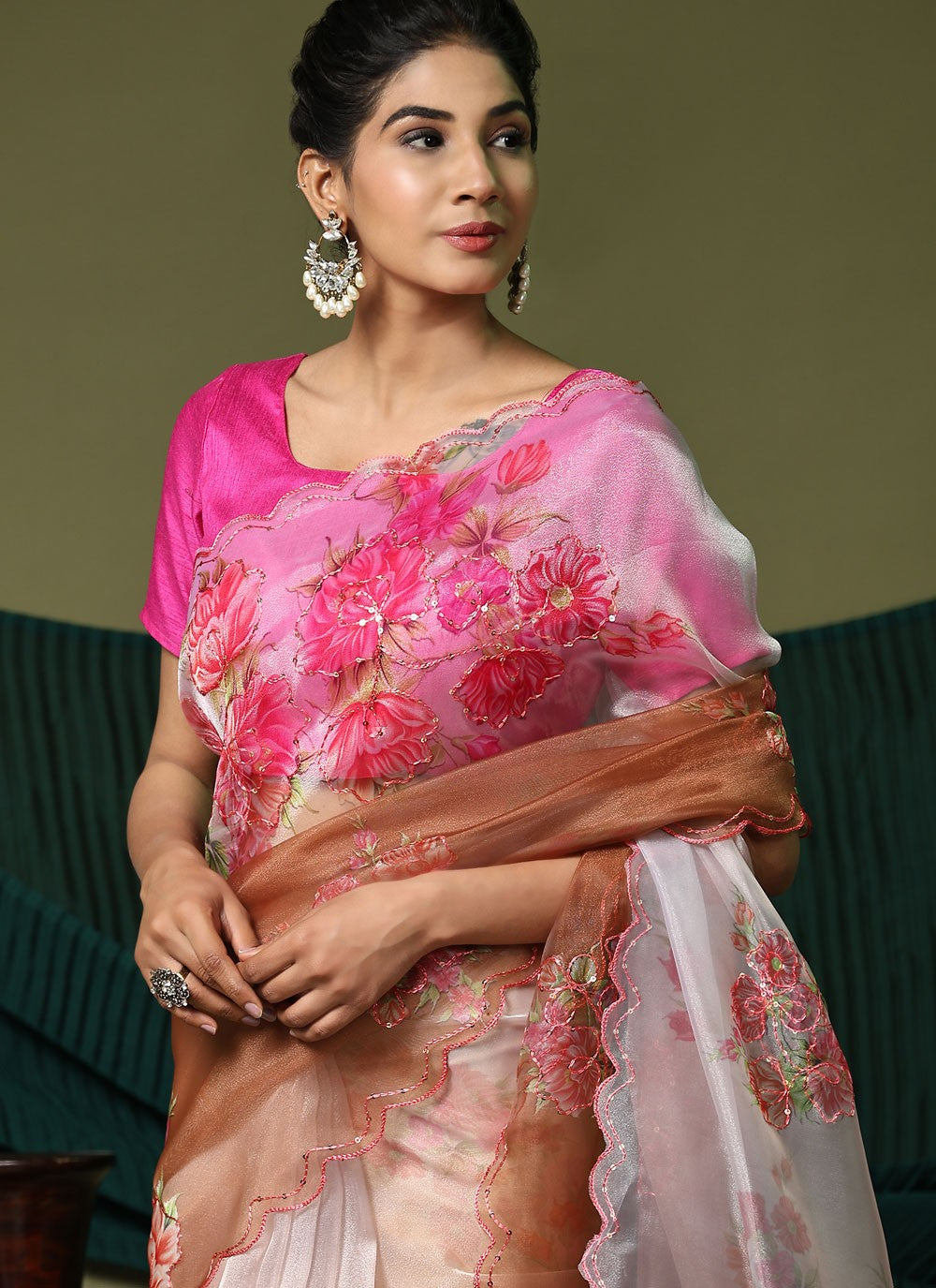 Classic Cut Work Organza Saree - S6310