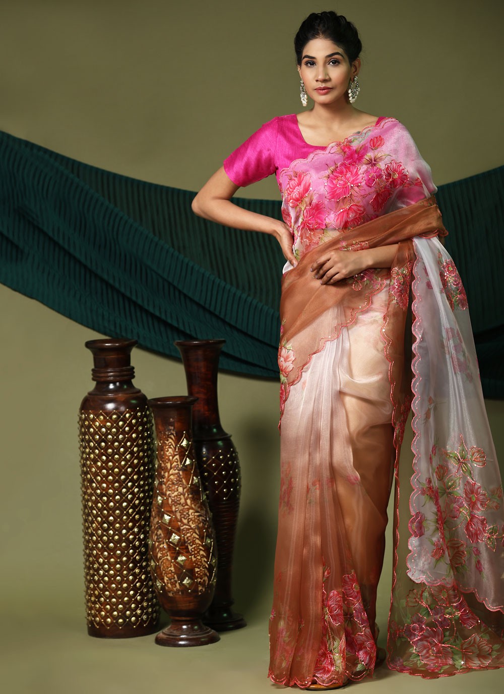 Classic Cut Work Organza Saree - S6310