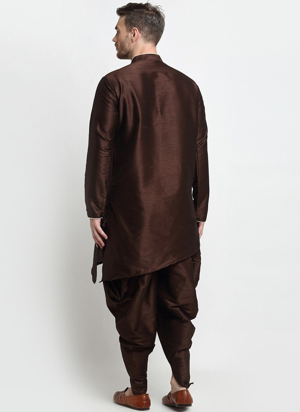 Plain Dupion Silk Brown Dhoti Kurta - M2385