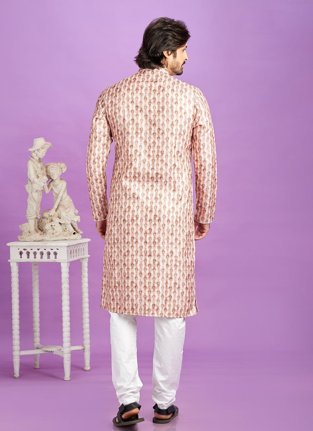 Digital Print Cotton Brown Kurta Pyjama - M6958