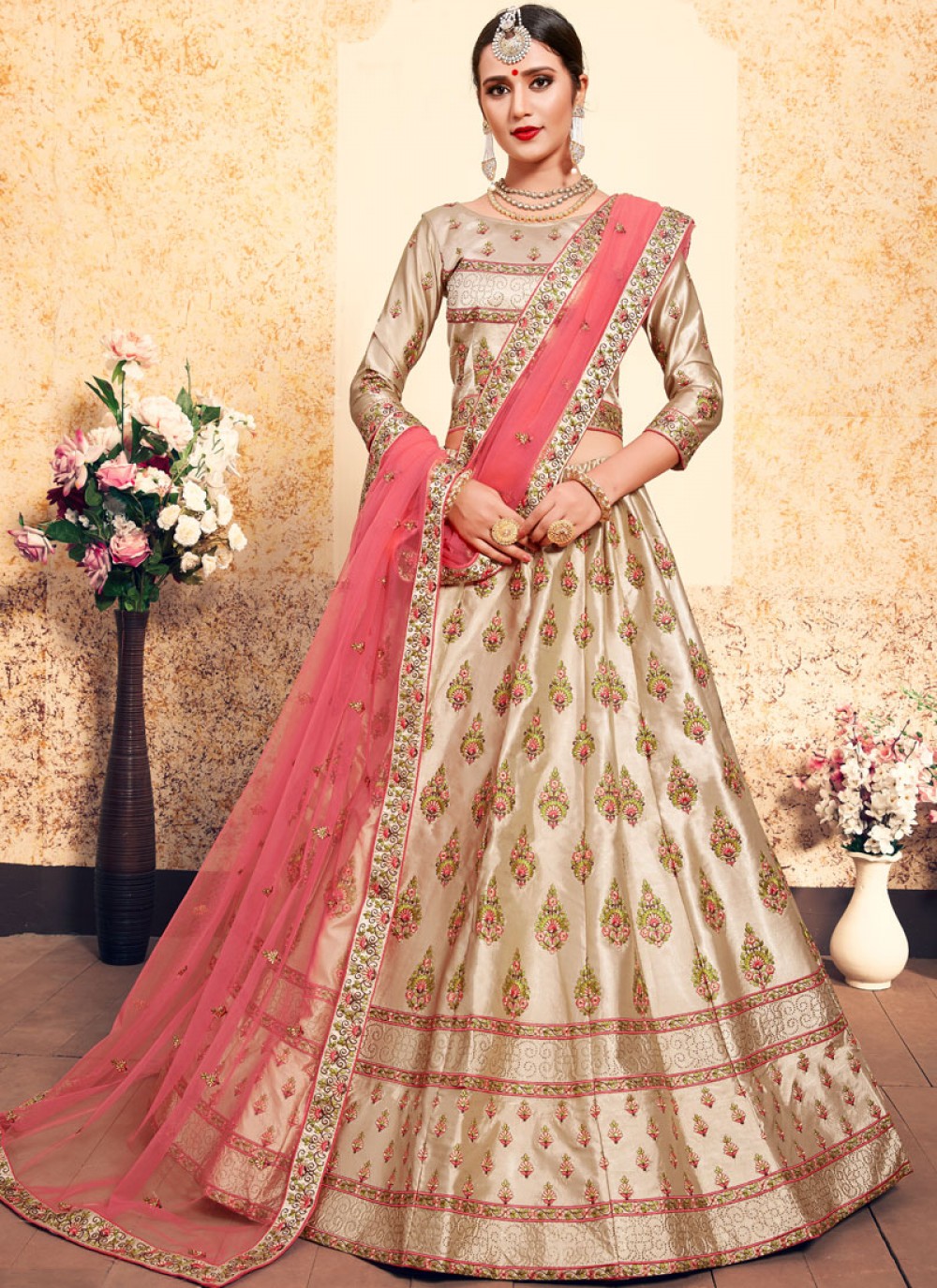 Swarovski Satin A - Line Lehenga - L0012