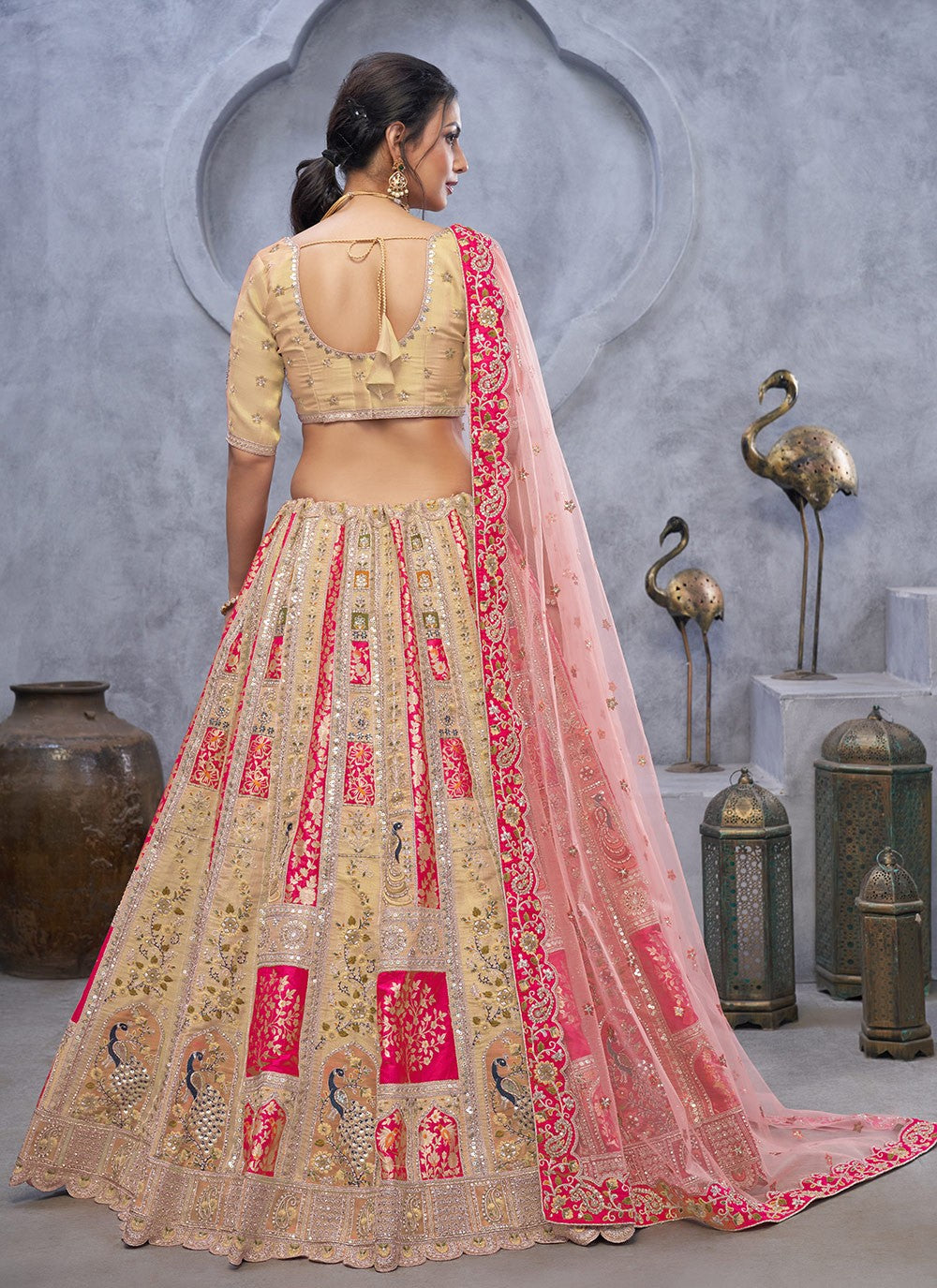 Embroidered Net Lehenga - L3176