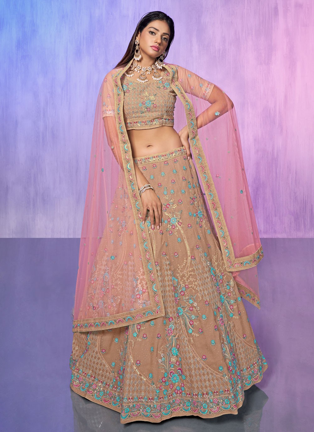 Embroidered Georgette A - Line Lehenga - L1332