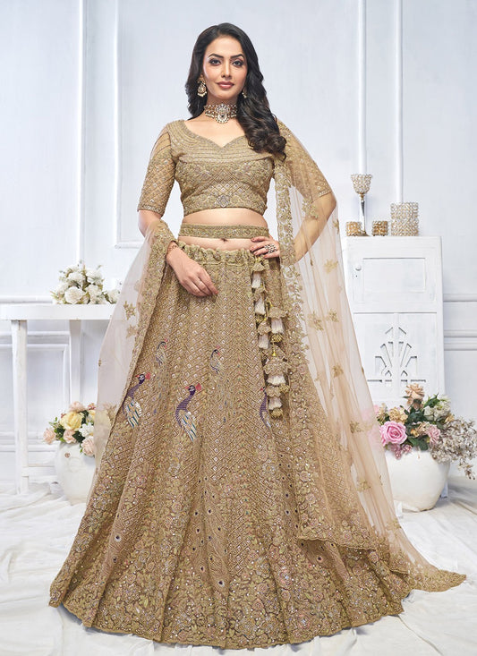 Embroidered Net Lehenga - L3176