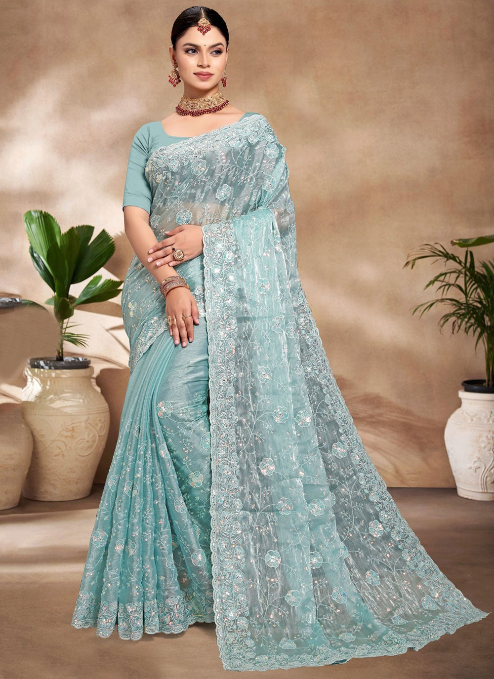 Classic Embroidered Jimmy Chu Saree - S8805