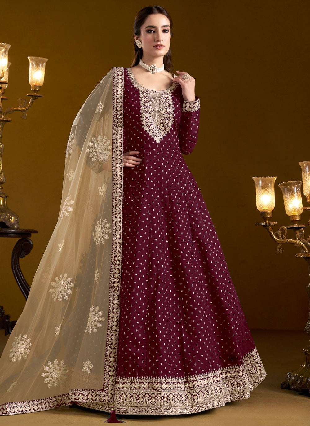 Chanderi Floor Length Anarkali - T3766