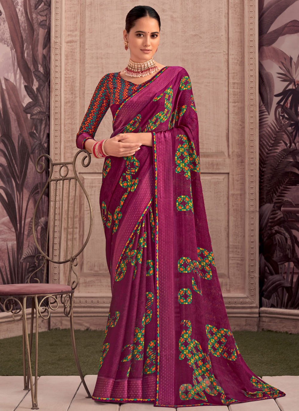 Classic Printed Georgette Saree - S9343