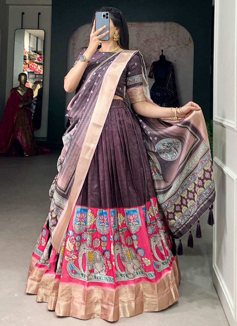 Border Work Silk A - Line Lehenga - L1847