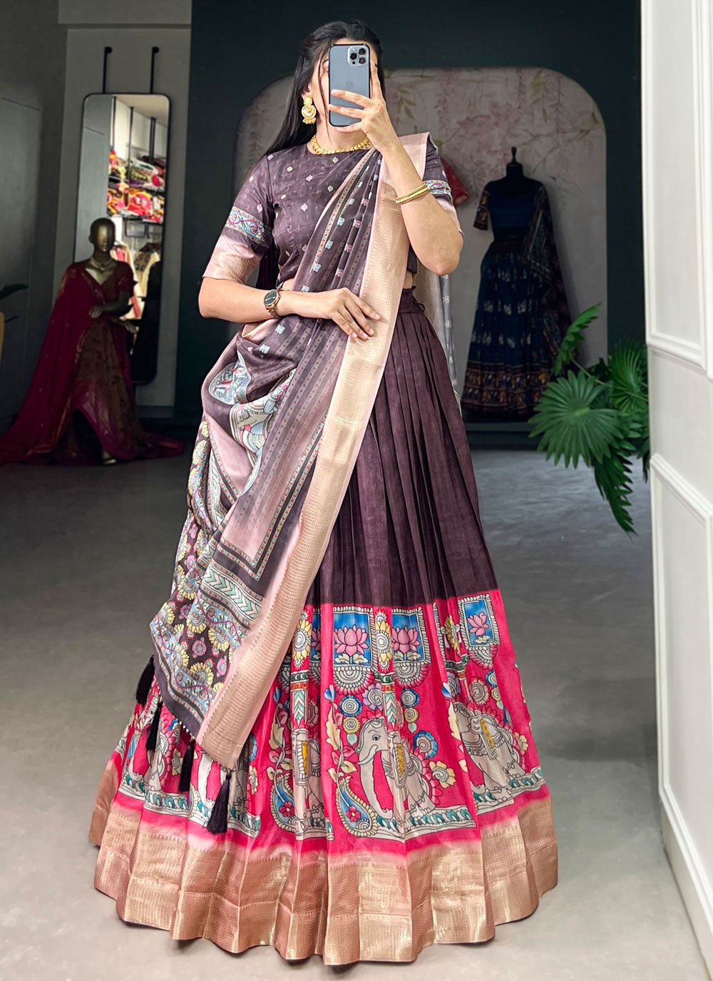 Border Work Silk A - Line Lehenga - L1847