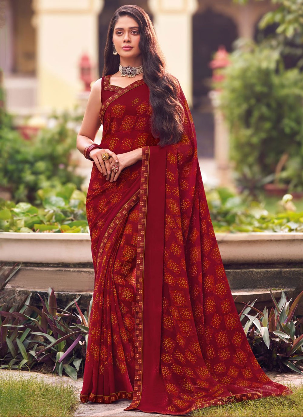 Classic Printed Georgette Saree - S9327