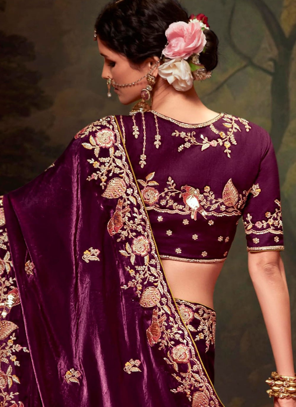 Classic Embroidered Organza Saree - S7874