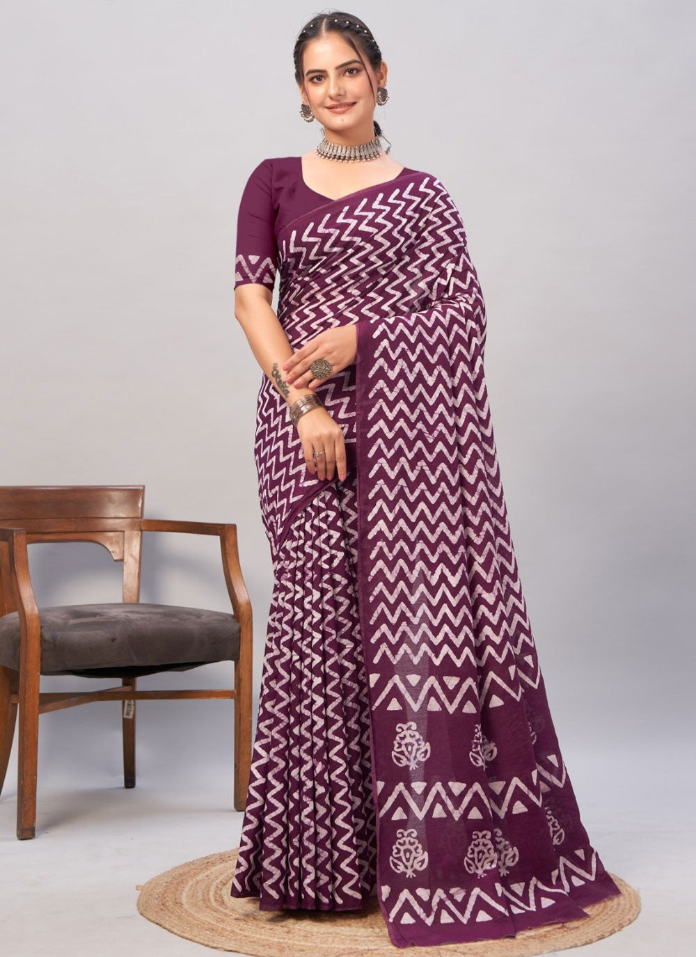 Printed Chanderi Cotton Saree - S11986