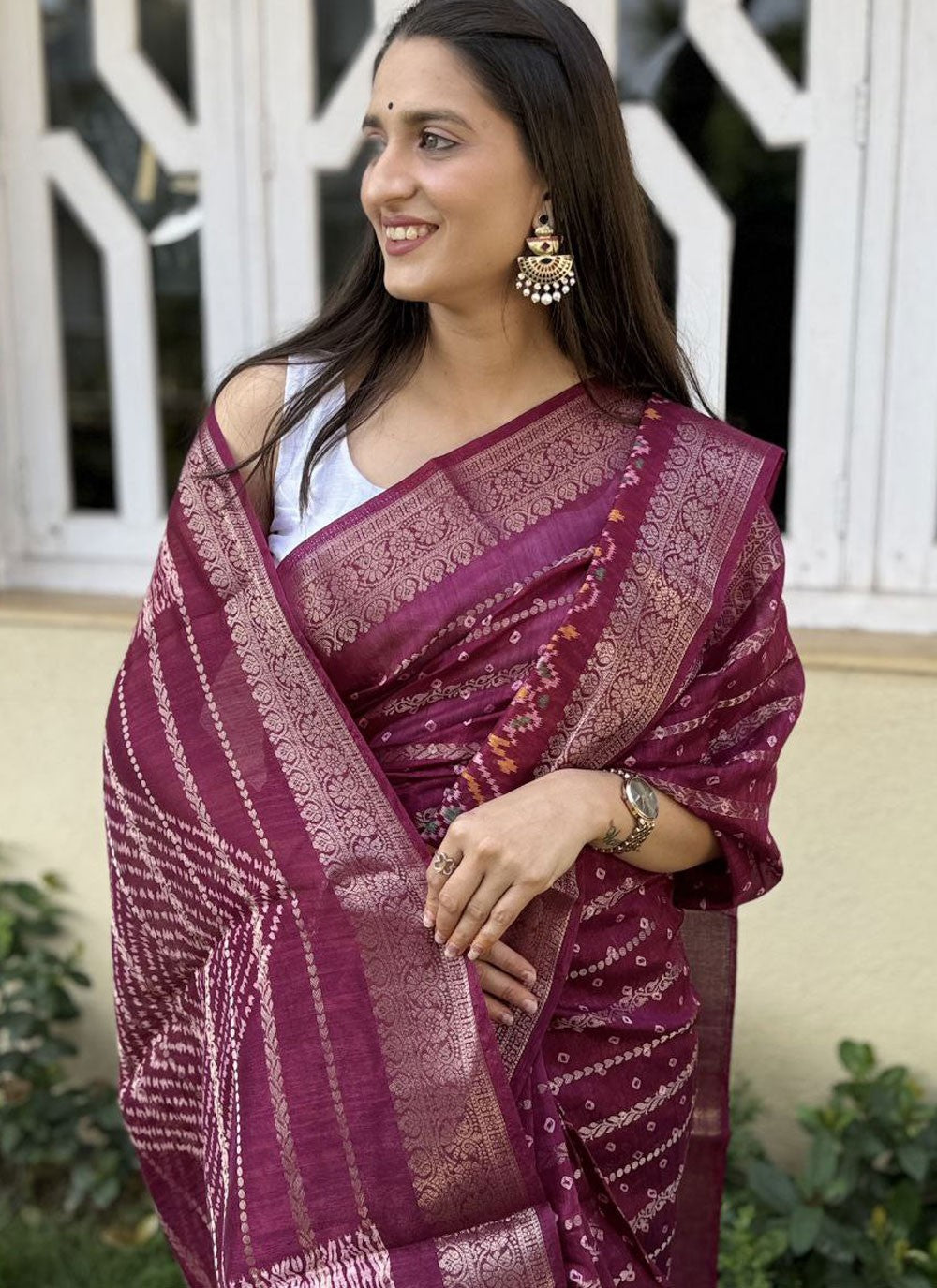 Printed, Weaving Zari Cotton Silk Saree - S12010