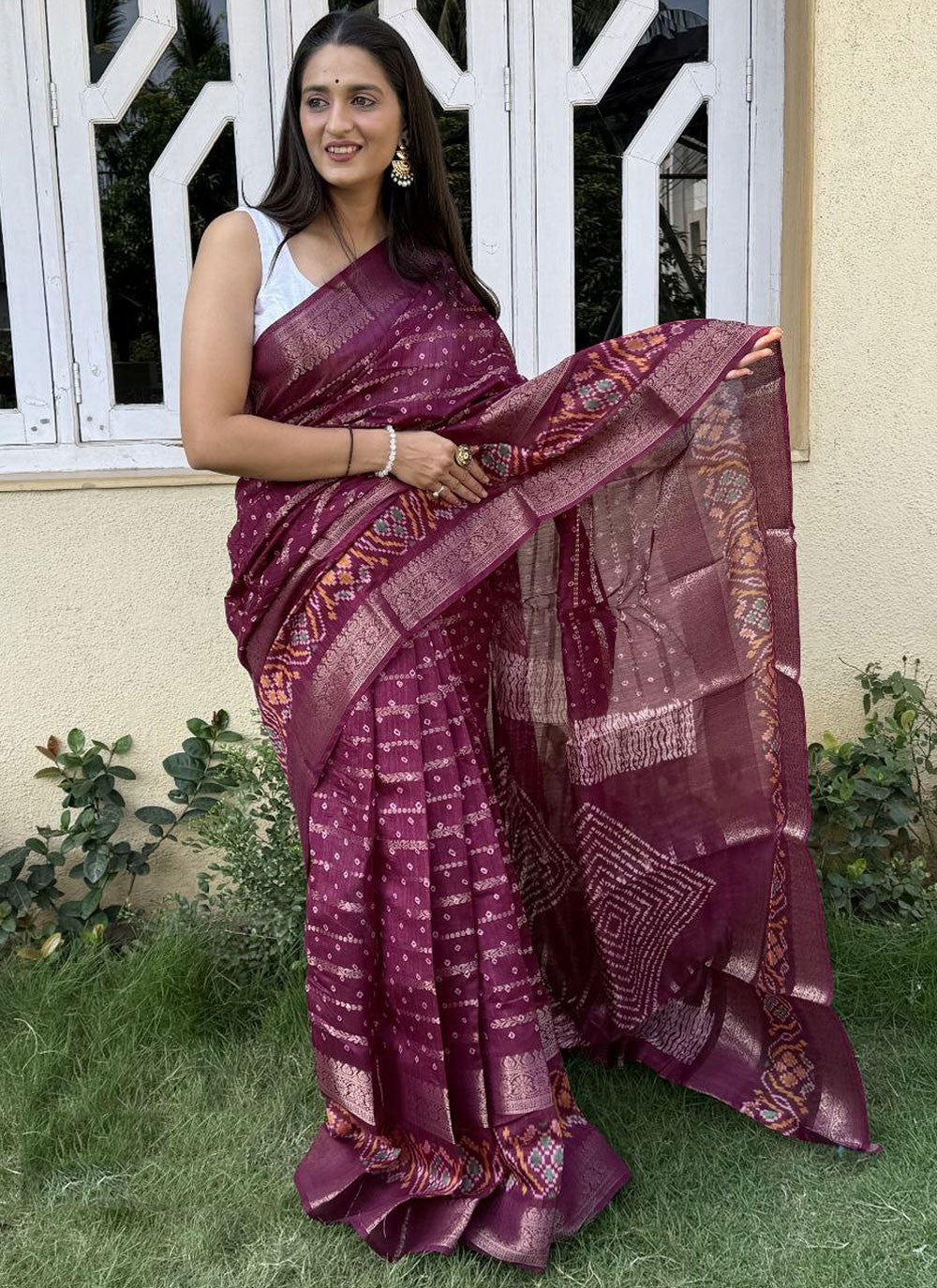 Printed, Weaving Zari Cotton Silk Saree - S12010