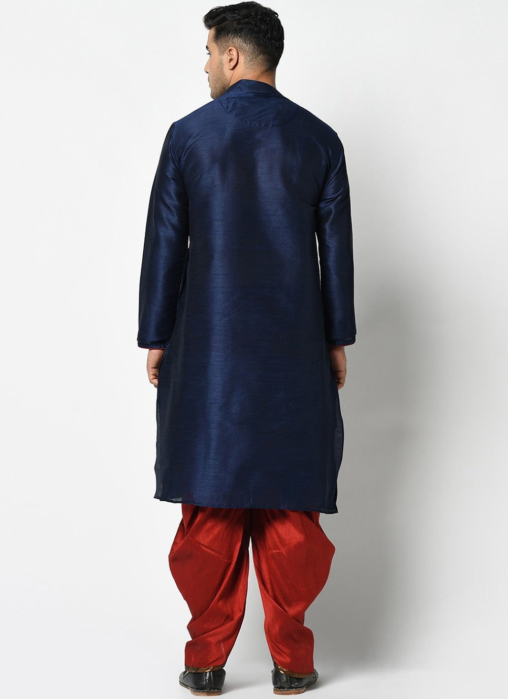 Buttons Dupion Silk Blue Dhoti Kurta - M2420